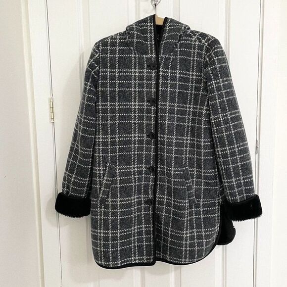 Women Ike Behar Plush Lined Hoodie Jacket in Dark Gray Medium - Picture 1 of 13